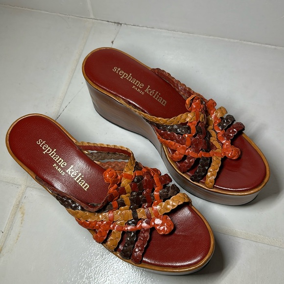 Stephane Kelian Shoes - Stephane Kelian Paris Braided Wedge Sandals Red Size 5.5 Women’s GREAT CONDTION